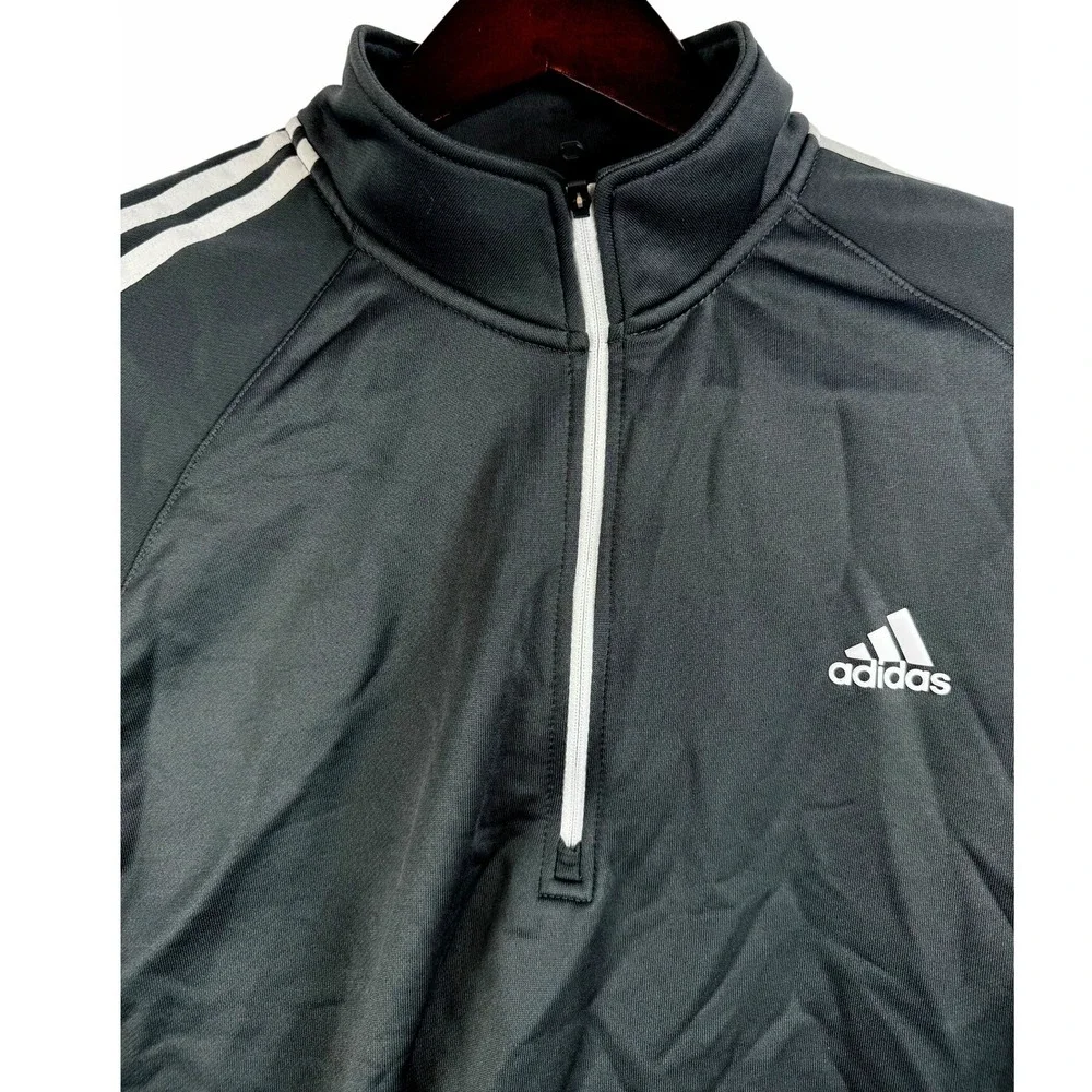 Adidas‎ Golf Mens 1/4 Zip Pullover Long Sleeve Gray Size L Polyester